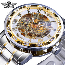 Load image into Gallery viewer, Winner Transparent Fashion Diamond Luminous Gear Movement Royal Design Men Top Brand Luxury Male Mechanical Skeleton Wrist Watch
